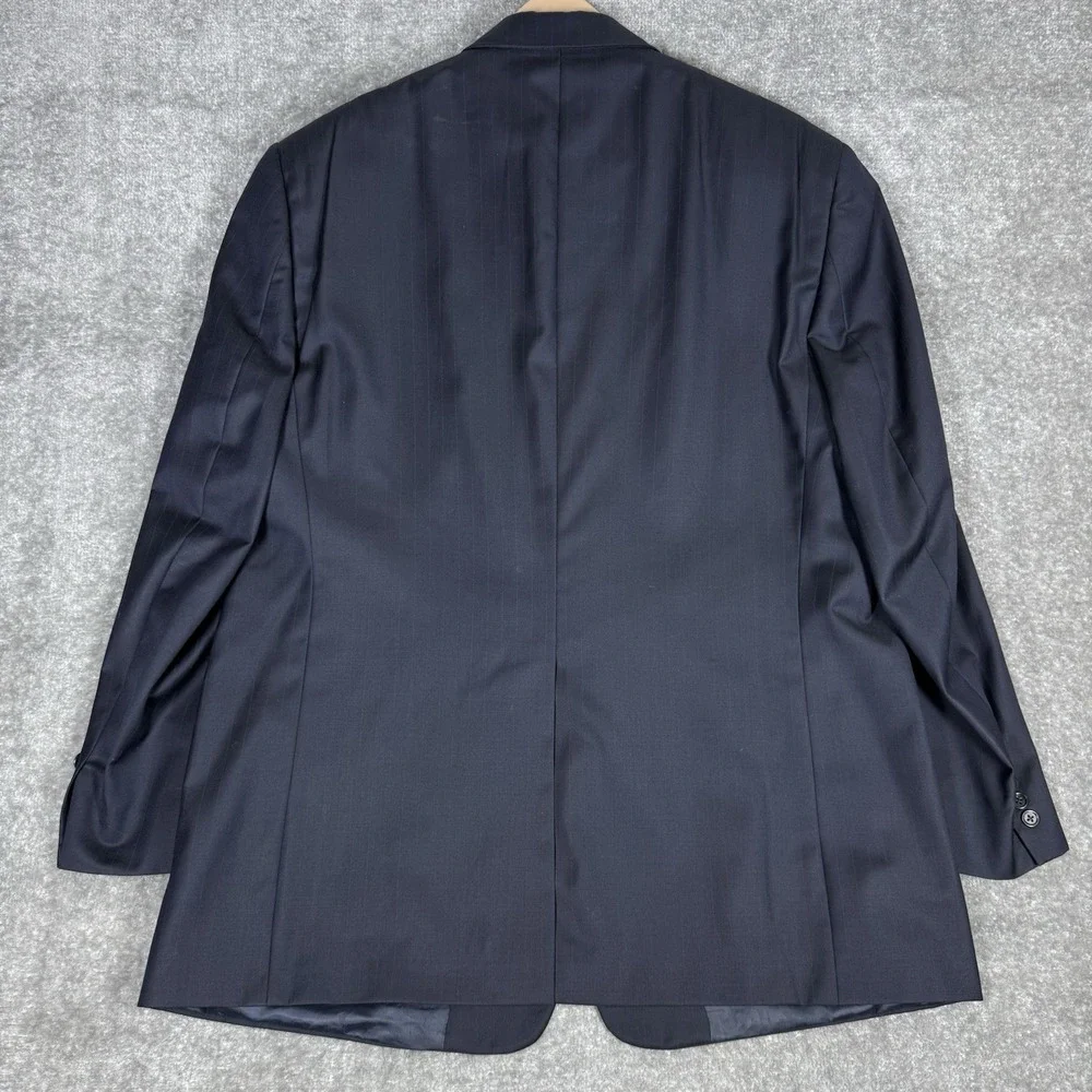 Vintage‎ Burberry Blazer Men's 48L Navy Blue Super 100s Wool Striped Jacket